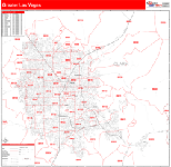 Greater Las Vegas Metro Area Wall Map Red Line Style
